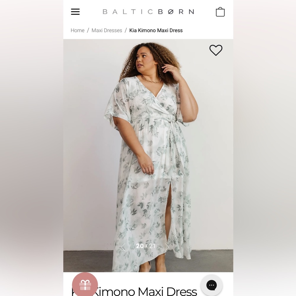 Baltic Born White Maxi Dress with Sage Green Floral Print